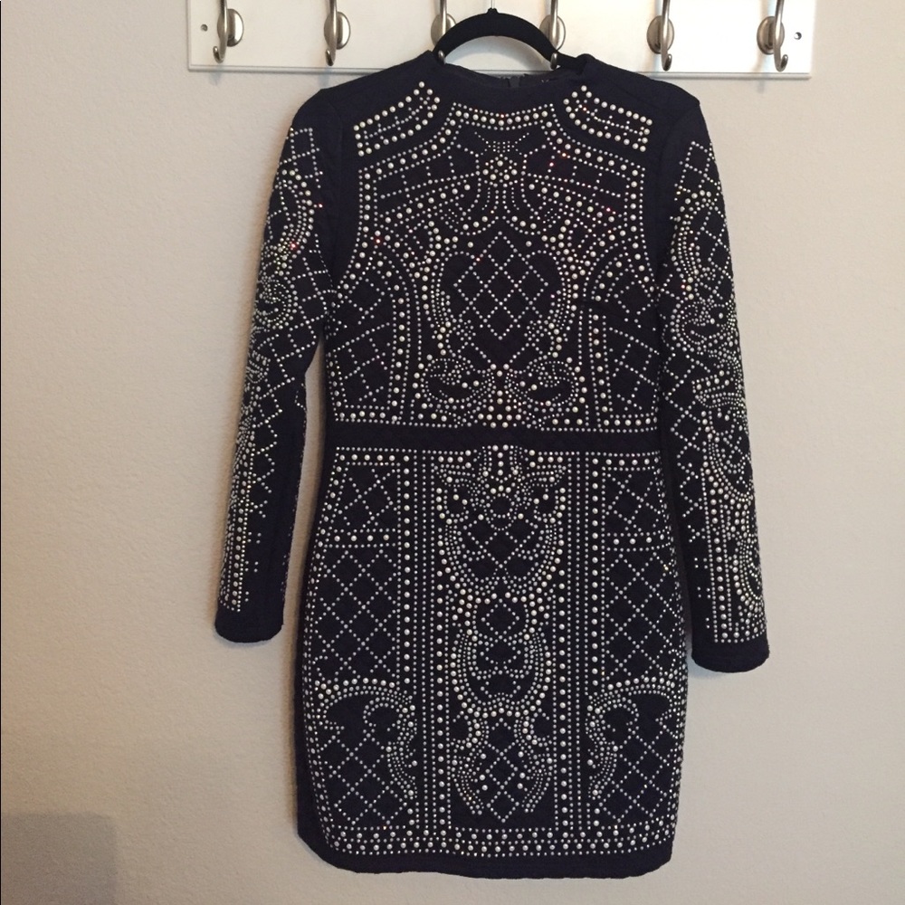 Studded embellished body con dress