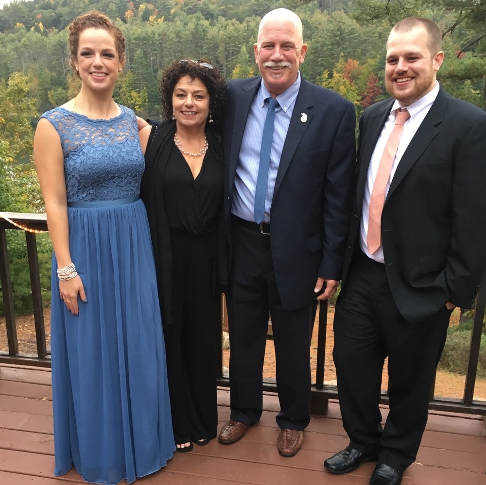 Steel blue David's Bridal long bridesmaid dress