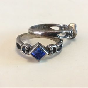 Sterling ring with blue stone.