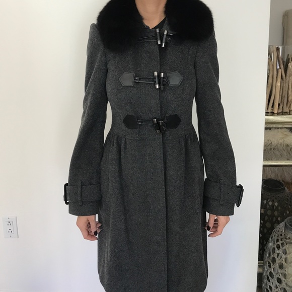 Burberry Jackets & Blazers - Burberry Cashmere Wool Coat with Fox Fur trim