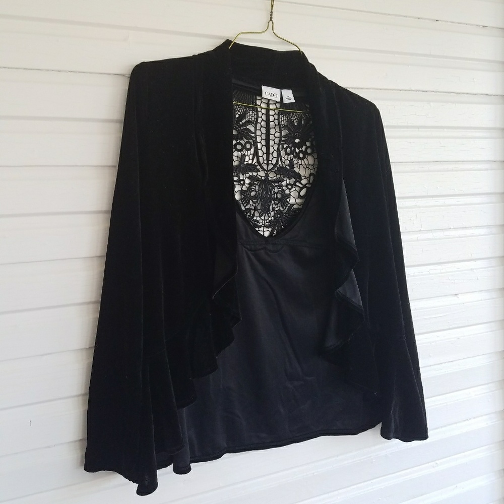 Black Velvet and Lace Cardigan