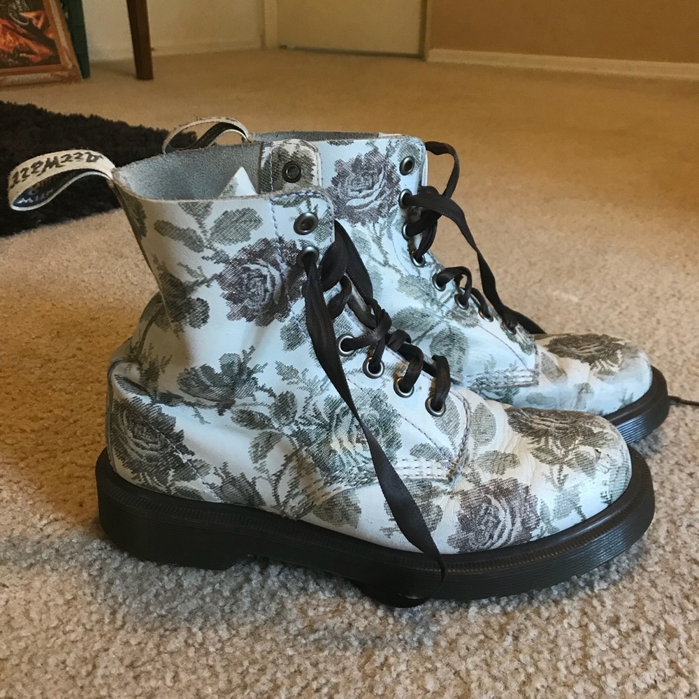 White floral doc martens
