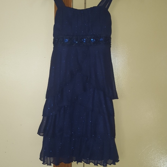 Royal blue ruffled dress with beading. - Picture 4 of 4