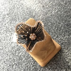 LARGE 2.57CT DIAMOND 18K ROSE GOLD 3D FLOWER RING