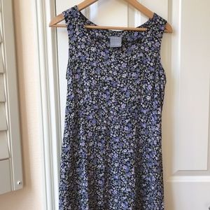 Vintage Lilac Flower Pattern Casual Dress