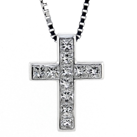 Diamond Cross Pendant 18k white gold
