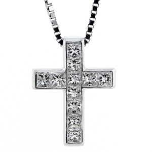 Diamond Cross Pendant 18k white gold