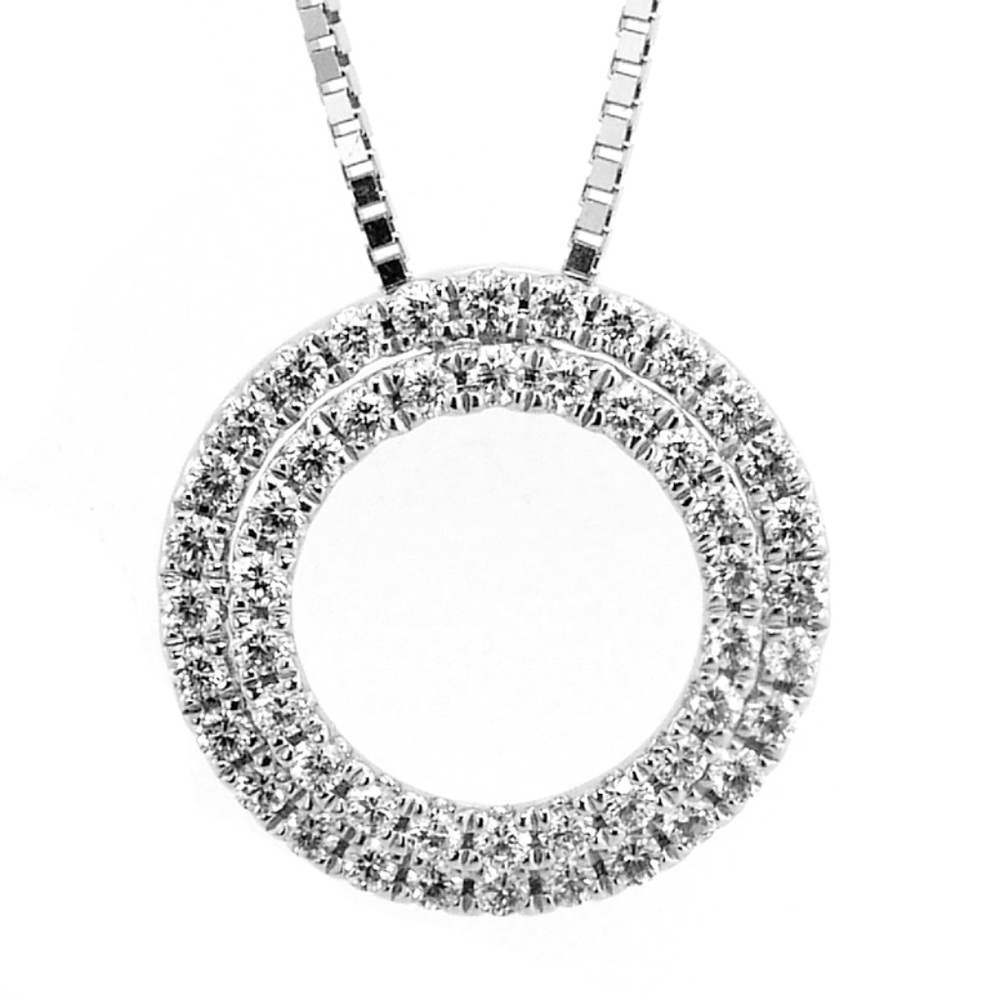 Diamond Pendant round 18k white gold .41tcw