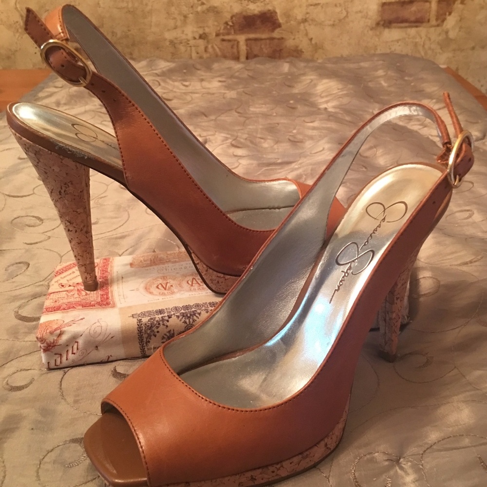 Jessica Simpson Beige Slingback Platform Cork heel