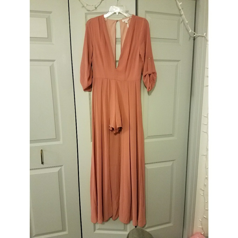 Mauve Romper Jumpsuit with Skirt Overlay