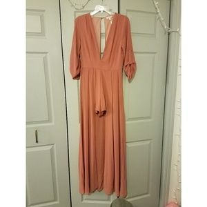 Mauve Romper Jumpsuit with Skirt Overlay