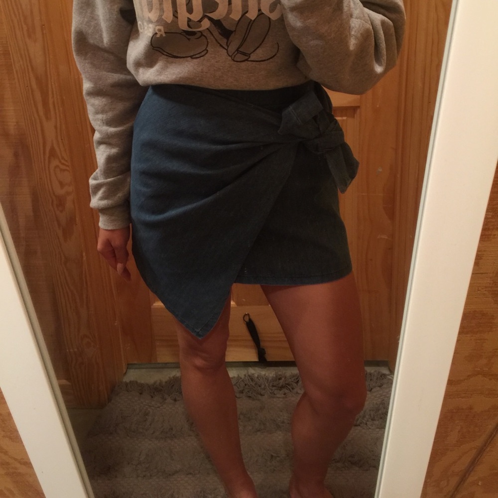 Denim Wrap Mini Skirt