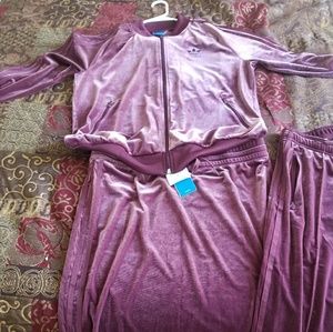 Adidas velvet skirt, jacket & sweats.