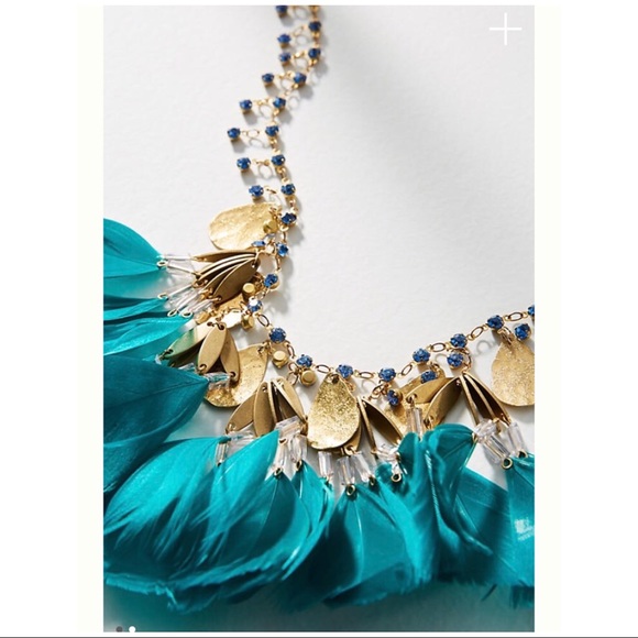 Anthropologie Fiona Feather Bib Necklace NWT - Picture 2 of 4