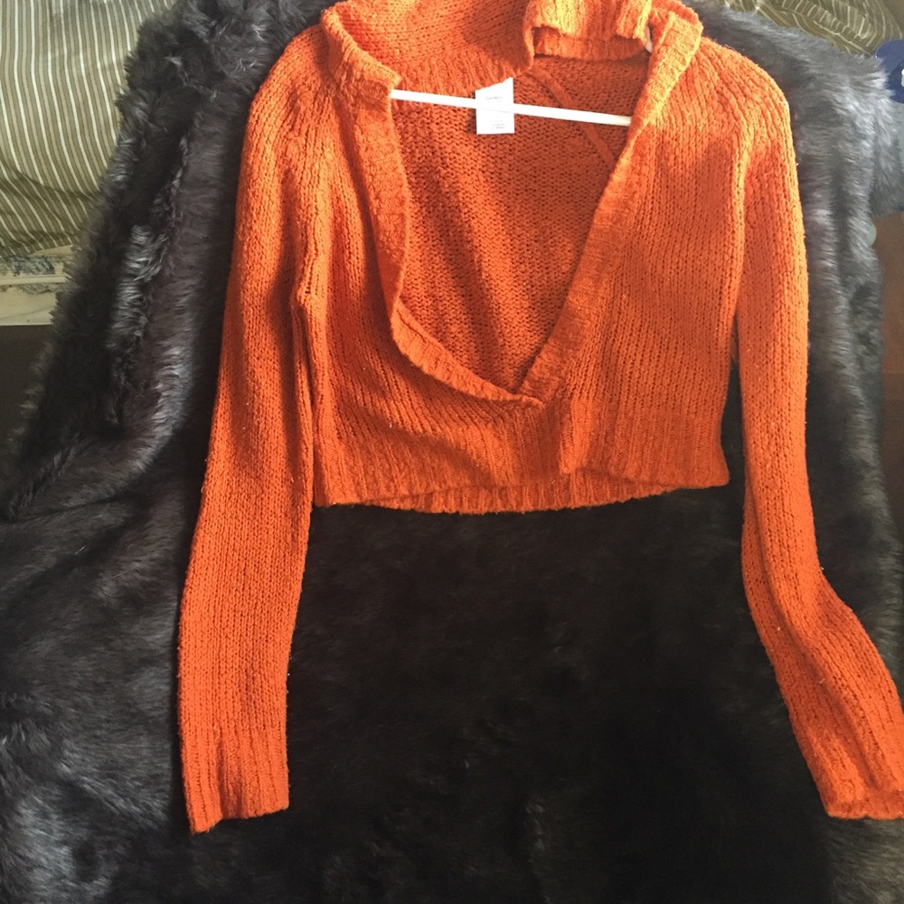 Orange sweater crop top