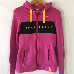NIkE FiT-Dry LivEstr0ng piNk/blAck Full Zip H0oded JaCkEt