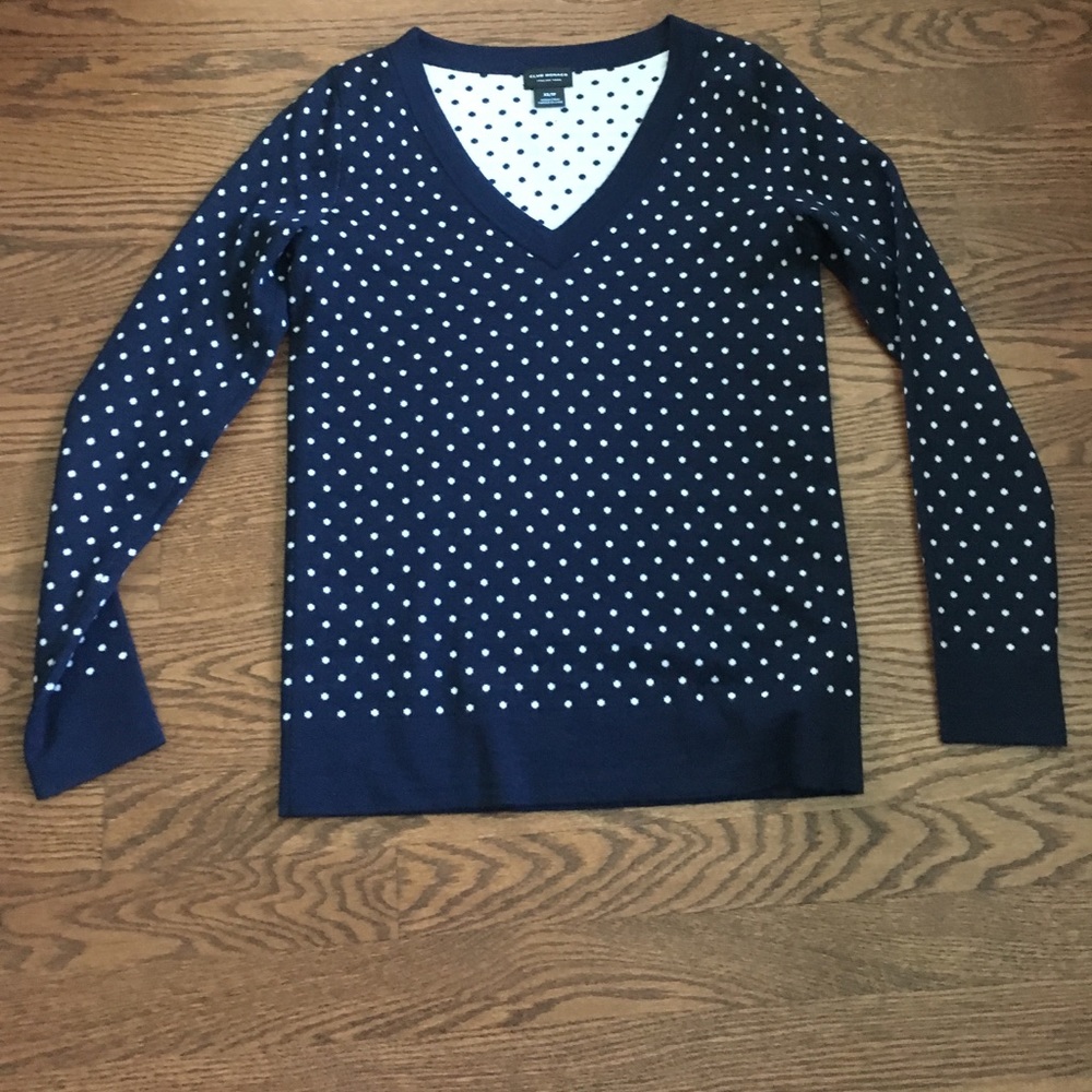 Club Monaco blue and white polka dot sweater