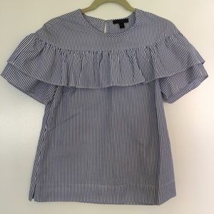 J. Crew Striped Ruffle Blouse