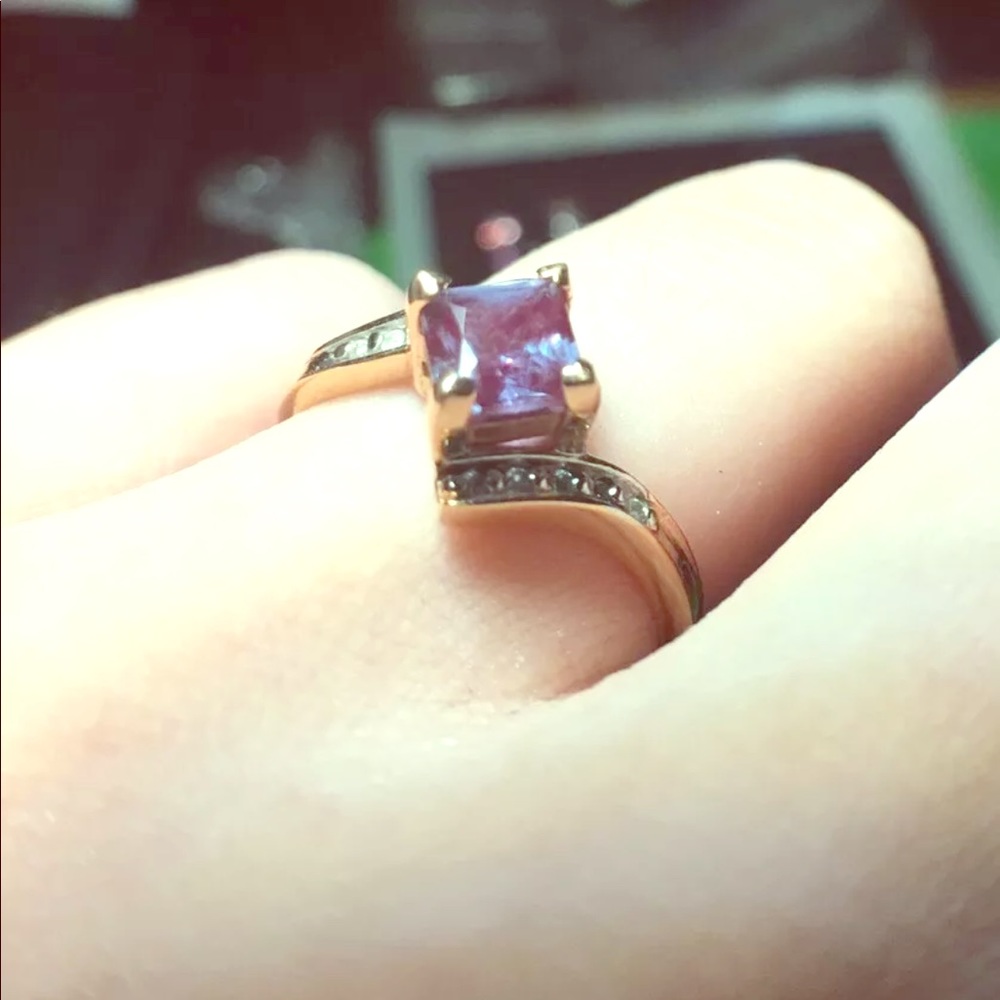 14k Rose Gold Alexandrite And Diamonds Ring - Picture 2 of 5