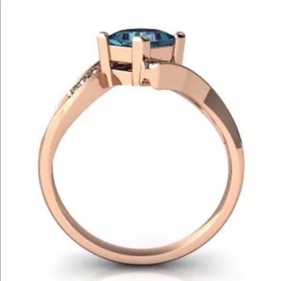 14k Rose Gold Alexandrite And Diamonds Ring - Picture 4 of 5