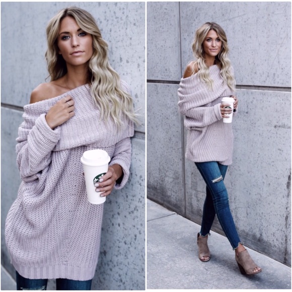 🆕LAST ONE Carrie Fold Over Sweater Light Mauve - Picture 7 of 8