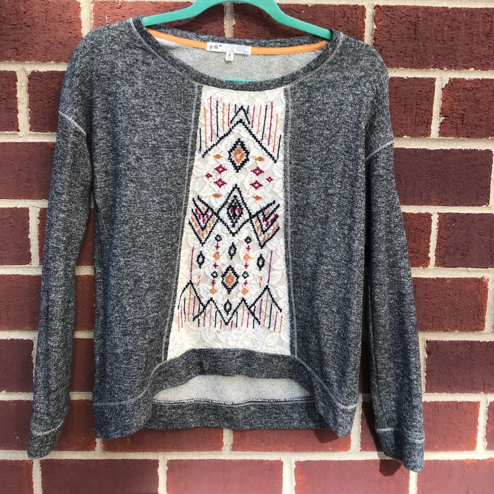 Jolt sweatshirt with embroidered lace inset