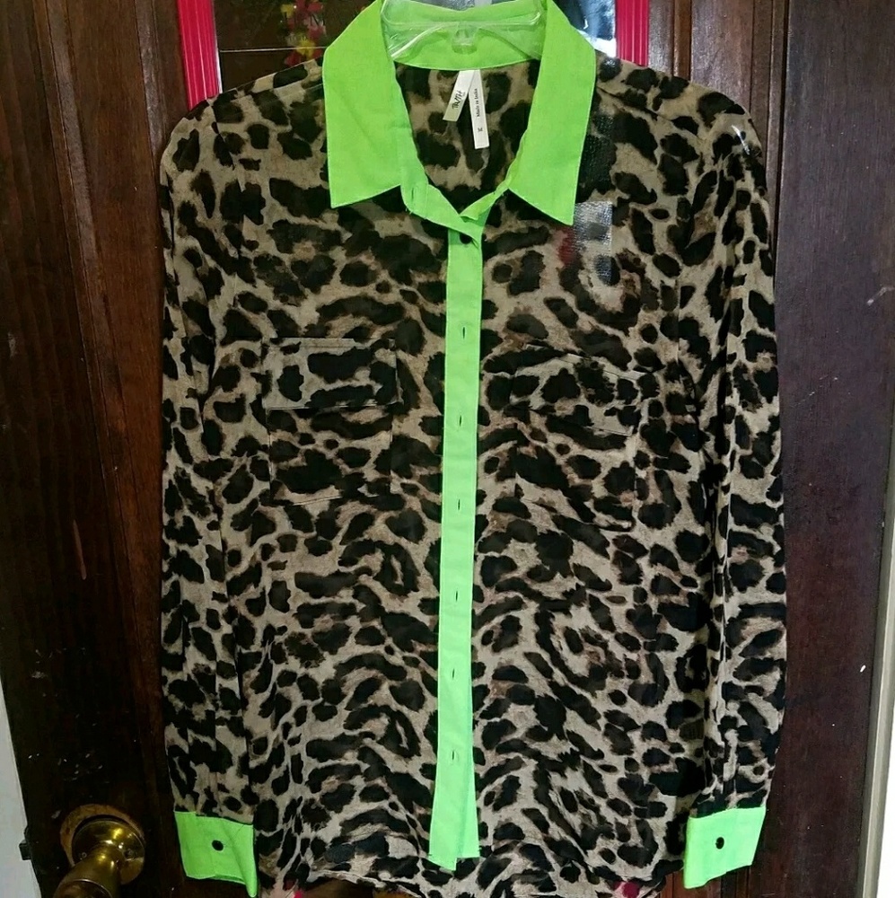 Animal Print Button Down Blouse