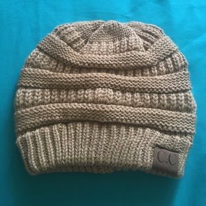 Tan beanie. Tan beanie.