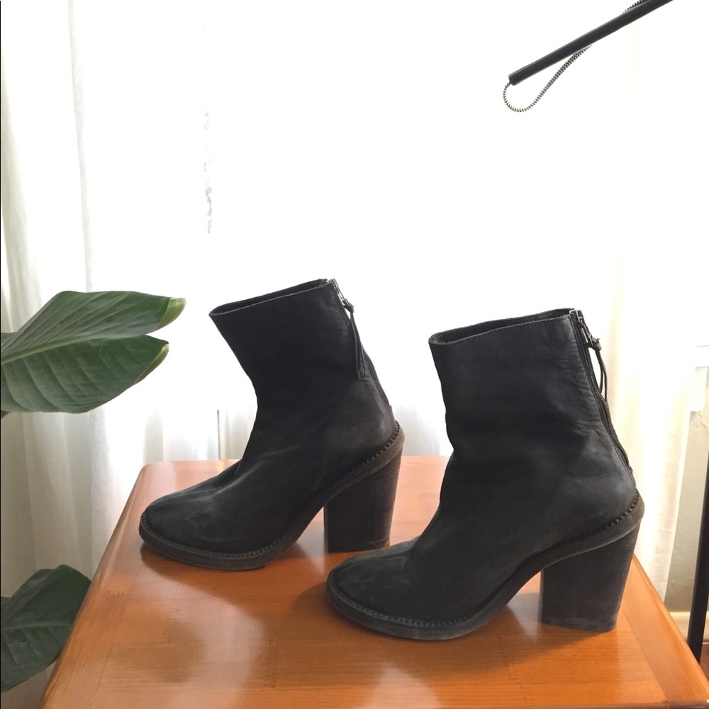 Free People black leather ankle boots