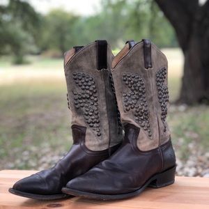 Frye studded brown boots