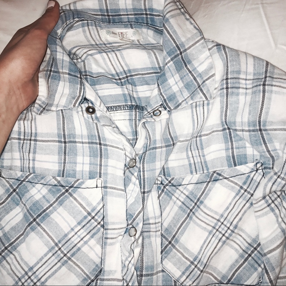Flannel-Blue and white