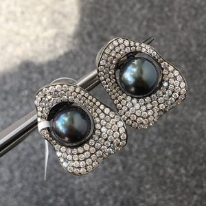 4.28CT DIAMOND & AAA TAHITIAN PEARL 18KTB EARRINGS