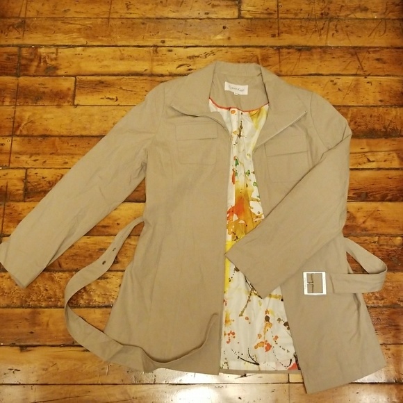 Calvin Klein Jackets & Blazers - Calvin Klein Tan Raincoat w/belt & colorful inside