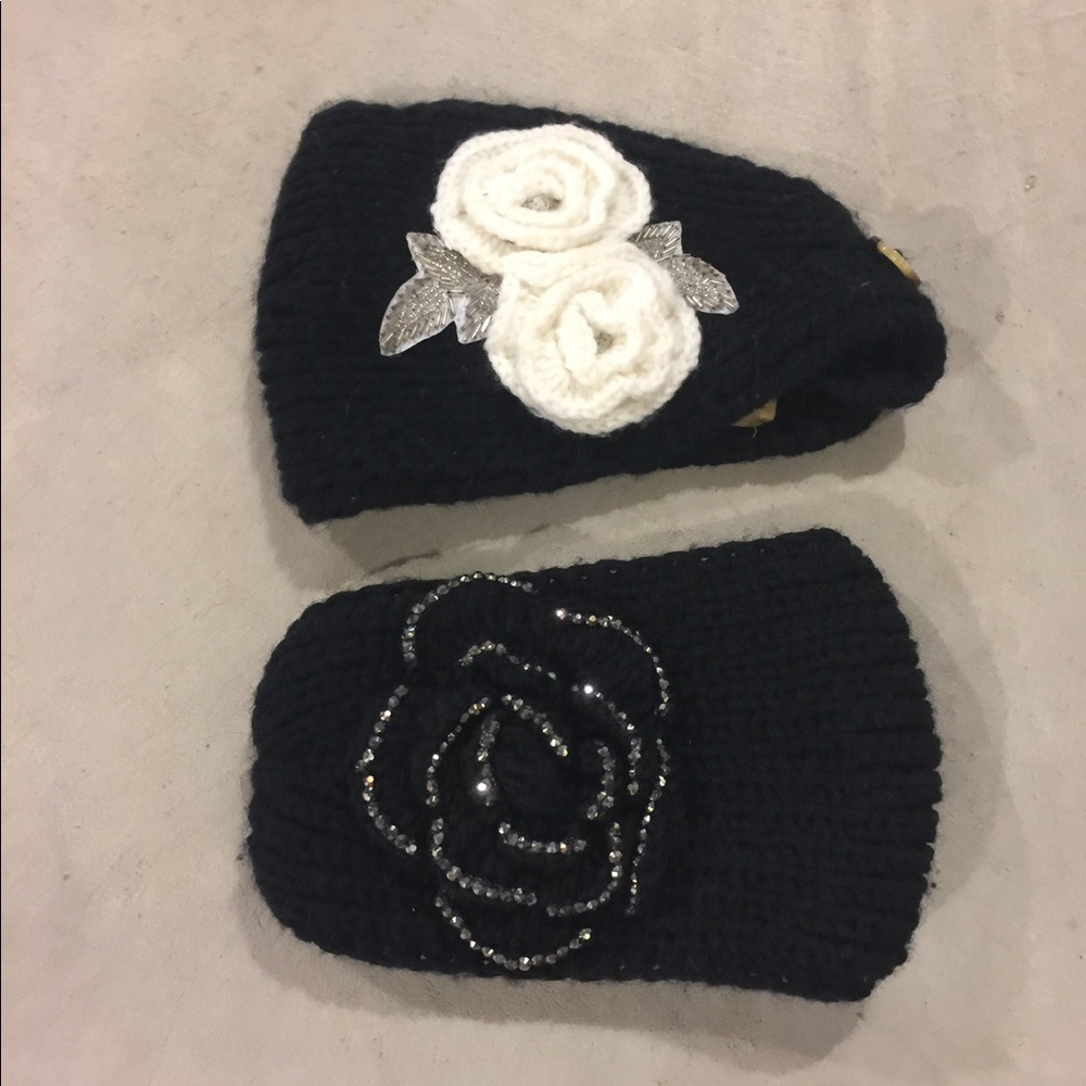 BUNDLE! 2 Sparkle floral black head wraps