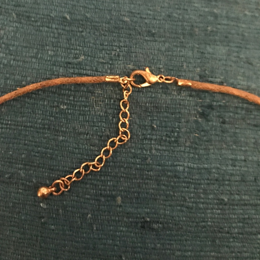 Cream rose Pendant On brown leather cord necklace - Picture 3 of 8