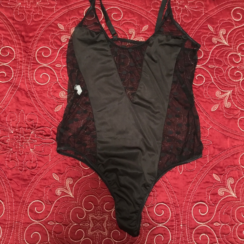 Polka dot mesh bodysuit NWOT