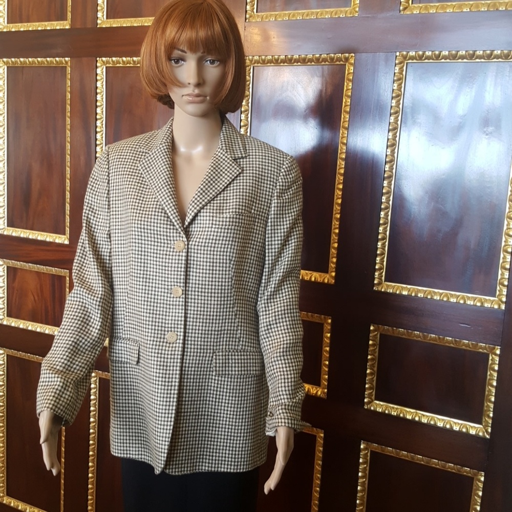 Blazer beige in squares design size 8