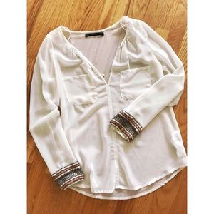 ZARA BLOUSE WITH BEADED DETAILS ZARA BLOUSE WITH BEADED DETAILS