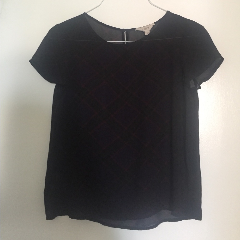 LOFT sheer plaid top