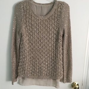 Light Gold Sweater With Small Silver Sequins