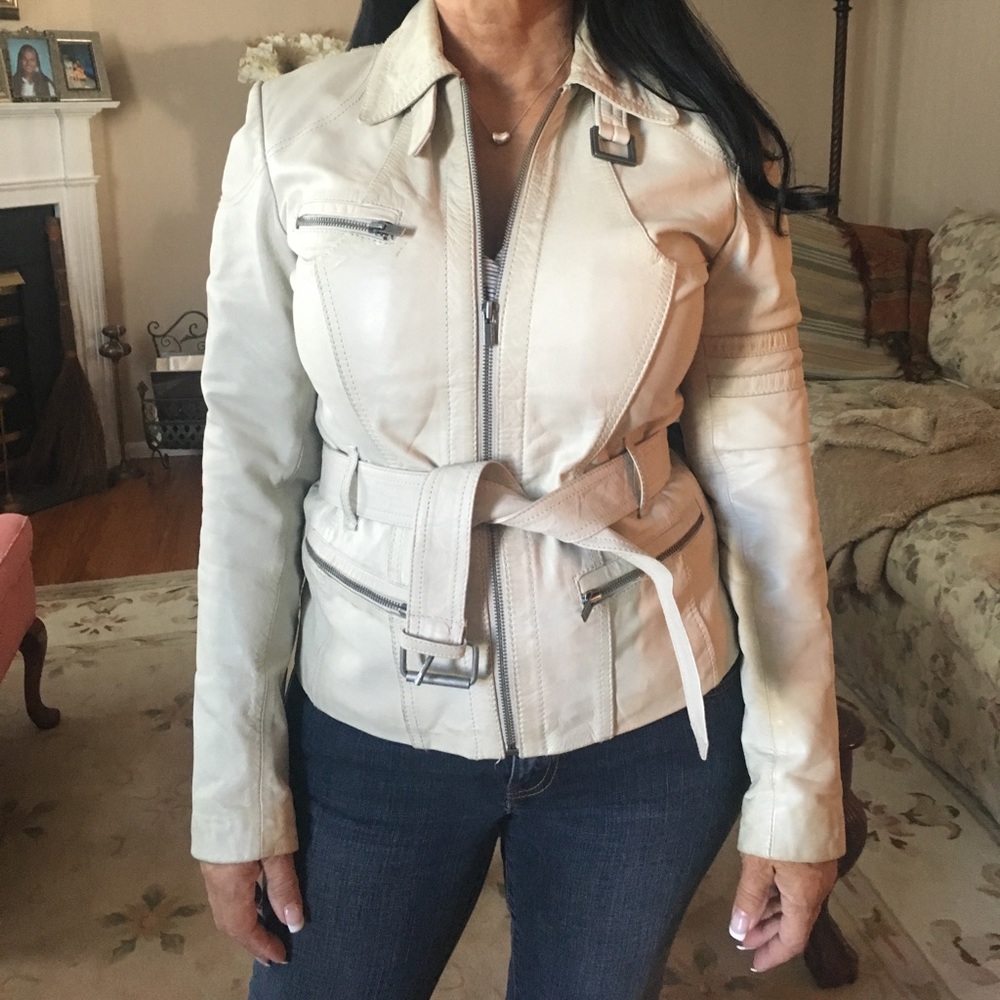 Genuine White Leather Jacket