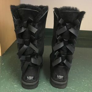 Black bow UGG boots