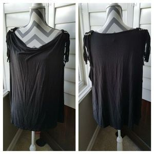 Edgy Black Cowl Neck Top