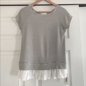 NWT Renee C B&W Ruffle Bottom Tee S