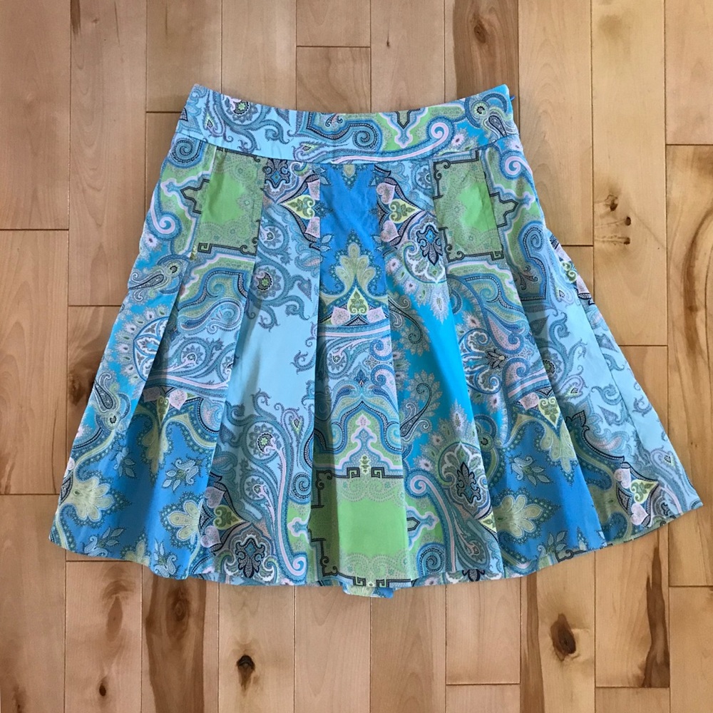 J. Crew Paisley Print Pleated Skirt