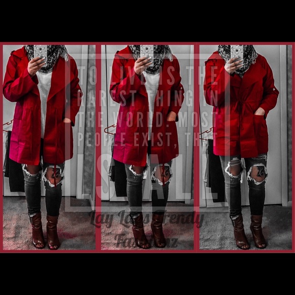 Woven Hoodie Light Jacket- BURGUNDY - Picture 3 of 5