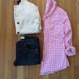 JCrew Pink Gingham Button Down