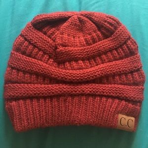 Burgundy beanie. Burgundy beanie.
