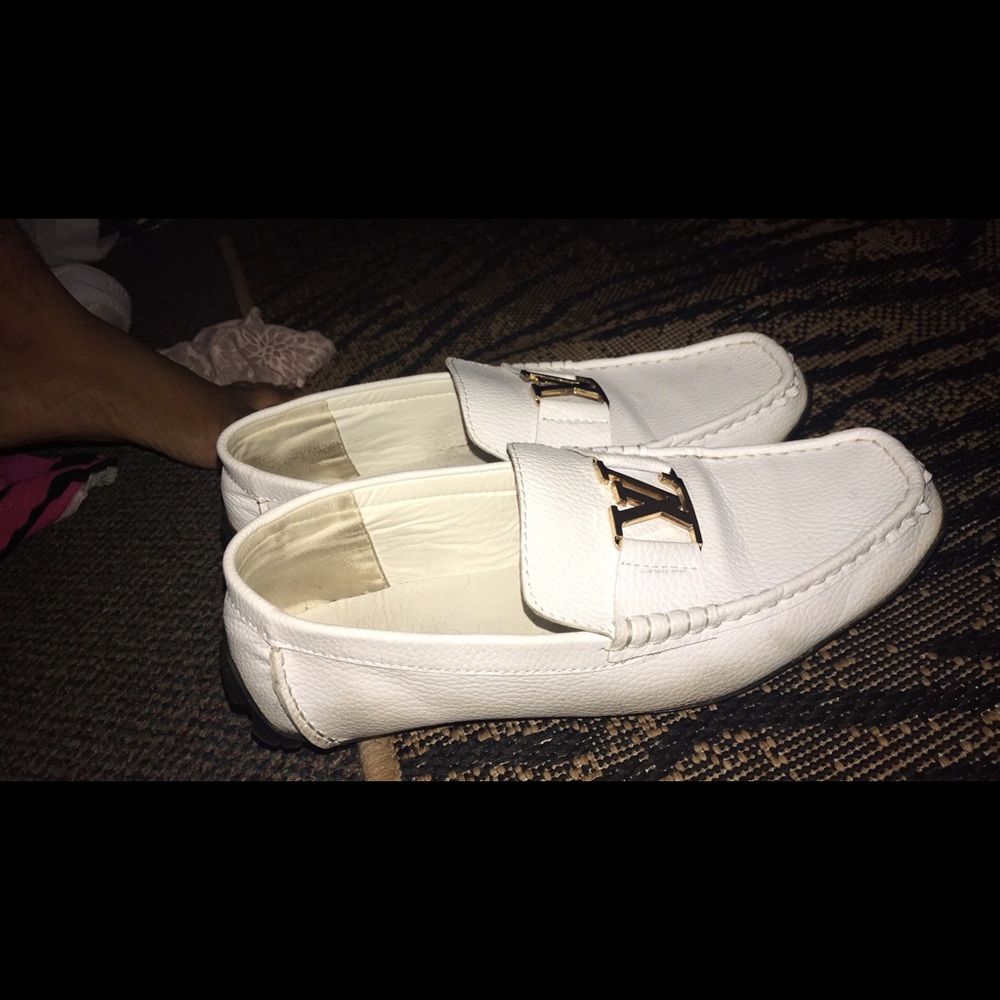 white Lv Loafers