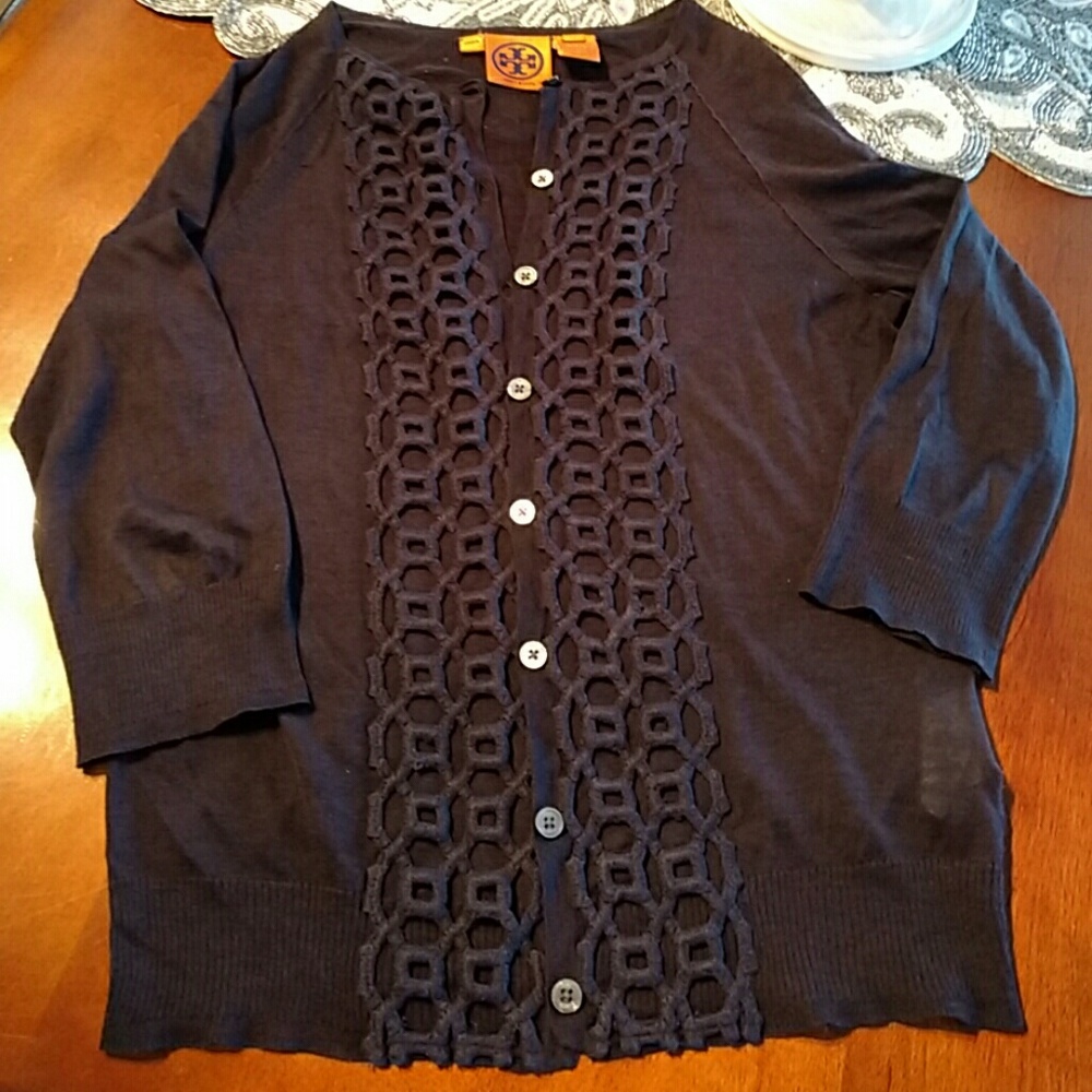 Tory Burch Silk Blend Navy Blue Cardigan